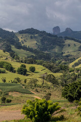 Fototapeta na wymiar View of the green hills of Serra da Mantiqueira in the state of Minas Gerais, Brazil