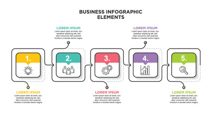 Infographics for business concept with icons and 5 options or steps. For content, diagram, flowchart, steps, parts, timeline infographics, workflow, chart.