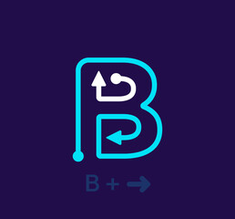 Linear letter B logo. Unique logo. Abstract letter simple rotating arrow target icon. corporate identity vector eps.
