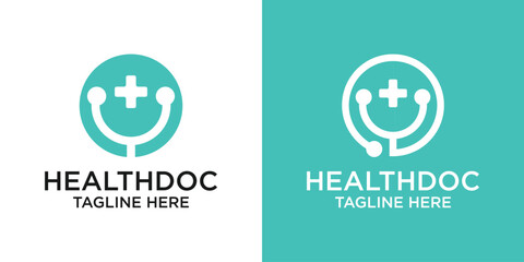 logo design inspiration health and stethoscope vector illustration