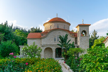 Orthodox church in a picturesque green park