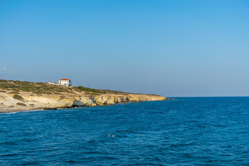 Fototapeta na wymiar White cliffs beach on the island of Cyprus