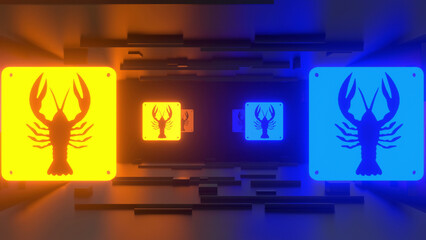 Zodiac Neon Background 3d render
