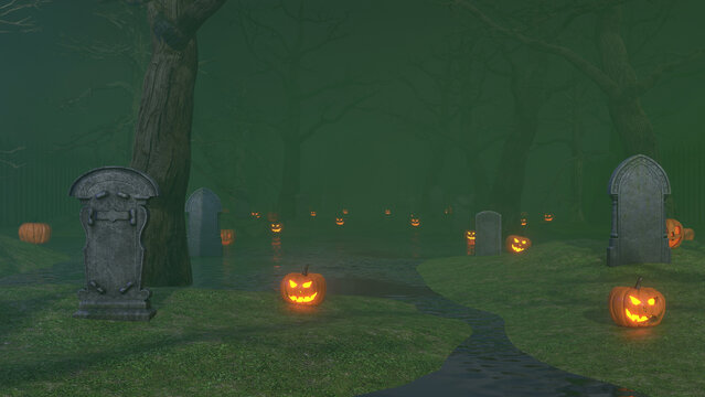 Swamp Halloween Background 3d render