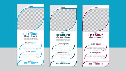 Roll up banner design template, vertical, abstract background, pull up design, modern x-banner, rectangle size.