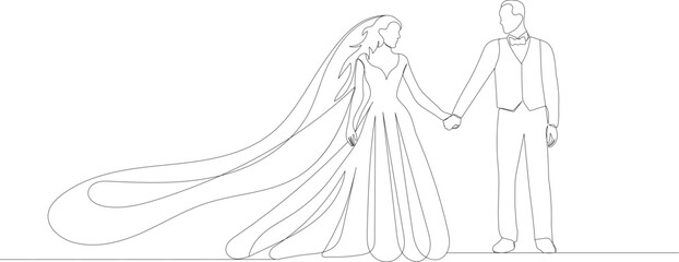 sketch bride and groom, wedding