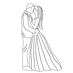 sketch bride and groom, wedding isolated vector