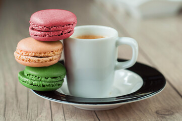 macaroons and cup of coffee