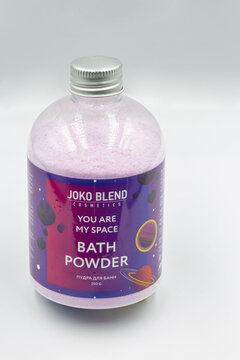 Joko Blend cosmetics bath powder salts jar closeup on white.