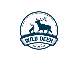 Hunting wild deer Logo or icon sign symbol vector 