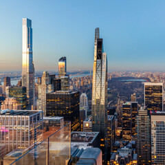 Obraz premium New York City at Sunset 53 West 53rd Street and Central Park Tower.
