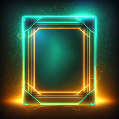 Ai-Generated Render of a Vibrant Neon Frame Illuminating a Black Background