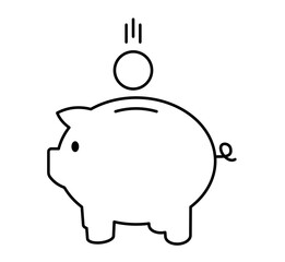 Piggy bank linear icon on white background