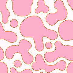 Funky summer groovy lava lamp vector seamless pattern.