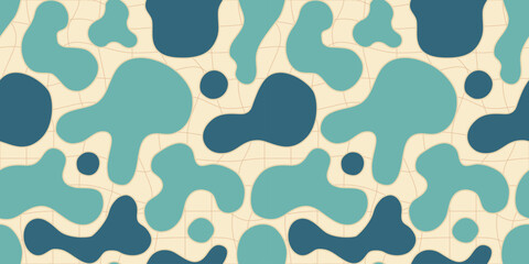 Funky summer groovy lava lamp vector seamless pattern.