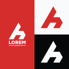 H letter logo design, red color.
