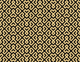 Abstract geometric pattern. A seamless vector background. Gold and black ornament. Graphic modern pattern. Simple lattice graphic design