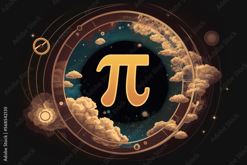 Wall mural pi day. science space illustration. iinfinitely concept. generative ai background