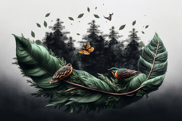 Bird on leaf