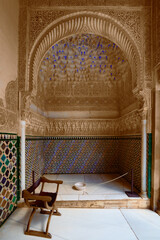 Nasrid Palaces in the Alhambra in Granada, Andalusia, Spain, Unesco heritage - obrazy, fototapety, plakaty