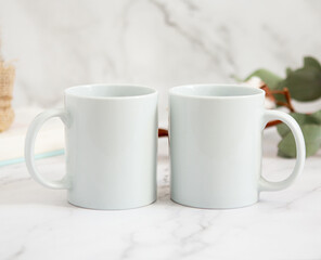 two mugs, mockup, coffee cup, two coffee cups, two mugs template, use it for your design