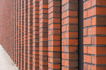 Brick pillars and wall, architecture of Dortmund