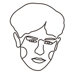 Line art illustration portrait of a women