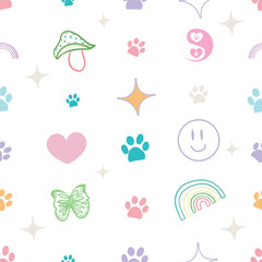 Paw prints seamless fabric pattern II