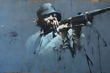 Fototapeta premium soldier with rifle