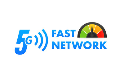 5g fast network logo. The concept of high-speed 5g Internet. Abstract symbol of 5g network speed. Speedy in motion logo design. Vector illustration