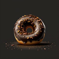 Chocolate covered donut. Generative AI