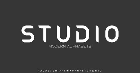 Studio Modern Sports tech font typography. MINIMAL vector typeface for a company. Minimal gaming fonts for logo design.	