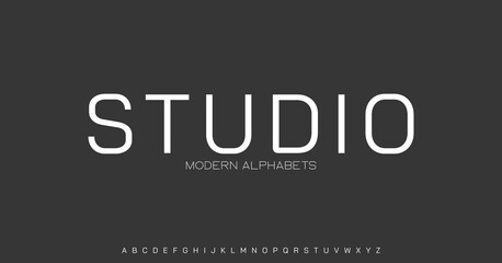 Studio Modern Sports tech font typography. MINIMAL vector typeface for a company. Minimal gaming fonts for logo design.	