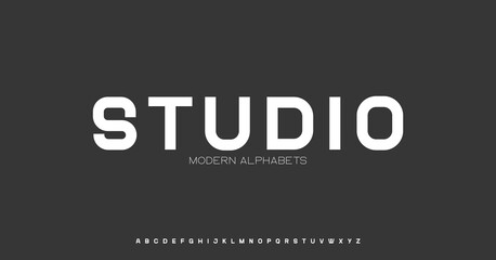 Studio Modern Sports tech font typography. MINIMAL vector typeface for a company. Minimal gaming fonts for logo design.	