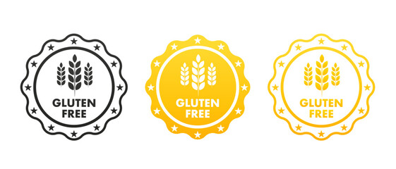 Gluten-free icon. Wheat symbols for gluten-free packaging or dietary food sign. Free food label or sticker flat. On a white isolated background. Product quality. Vector illustration