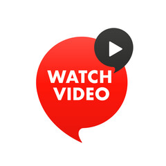 Watch now vector button in flat style. Play video icon isolated on white background. For website, media player, banner and app. Vector illustration