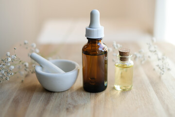 natural spa product pr facial serum with organic oil . beauty and skincare concept.