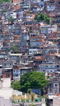 aerial view to the Favela Cantagalo-Pavao-Pavaozinho from Copacabana in Rio de Janeiro