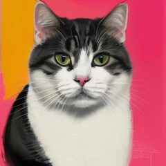 Beautiful female cat portrait in digital artwork 