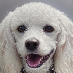 Poodle puppy portrait in digital artwork 
