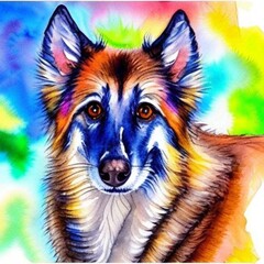 German shepherd dog portrait in digital artwork 