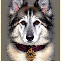 German shepherd dog portrait in digital artwork 