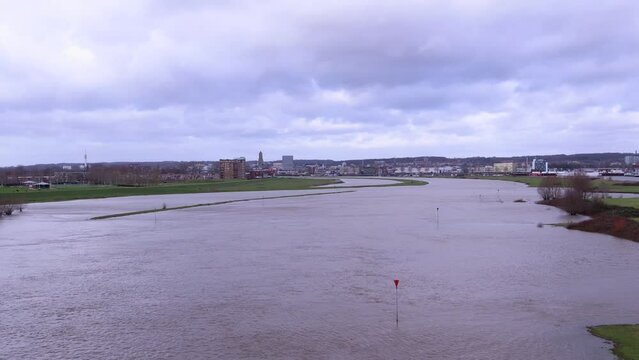 High water level in the River Rhine, Arnhem, Netherlands