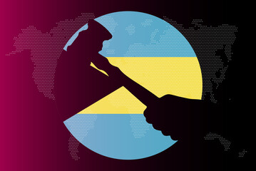 Bahamas flag with judge gavel, corruption concept, law or legal result, news banner