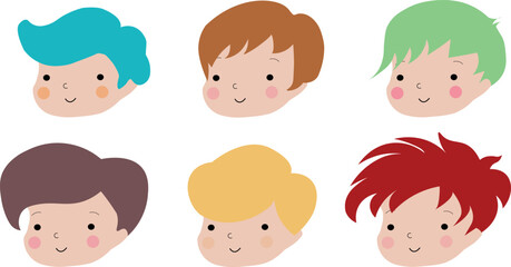 set of faces, cartoon faces, people