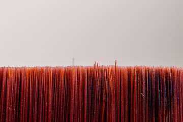 Details of the bristles of a flat brush. Concept of whitewashing or painting