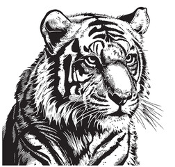 Tiger head sketch hand drawn in doodle style illustration