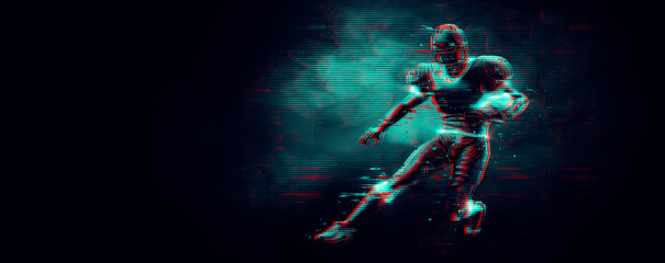 Obraz na płótnie Canvas Abstract silhouette of a NFL american football player man in action isolated black background.