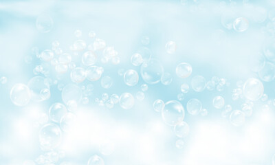 Shampoo bubbles texture.Bath foam background.Sparkling shampoo and bath lather vector illustration. - obrazy, fototapety, plakaty