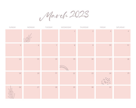 2023 May calendar for Digital Bullet journal vector illustration. Hand written calendar with flourish decoration. 